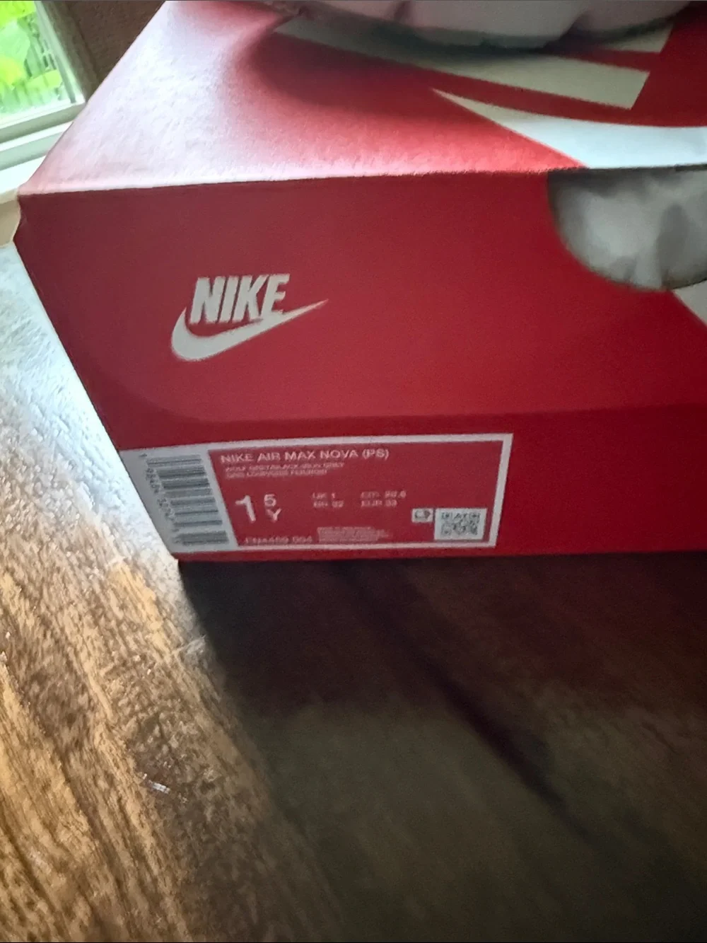 **new in box** Nike Kids Gray and White Velcro Athletic Sneakers, size 1.5 littl